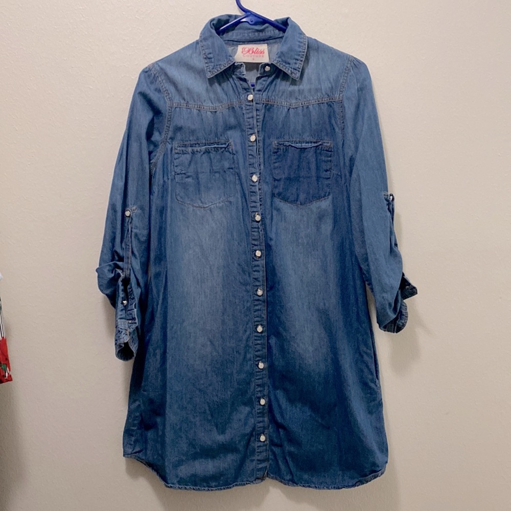 Denim button down dress